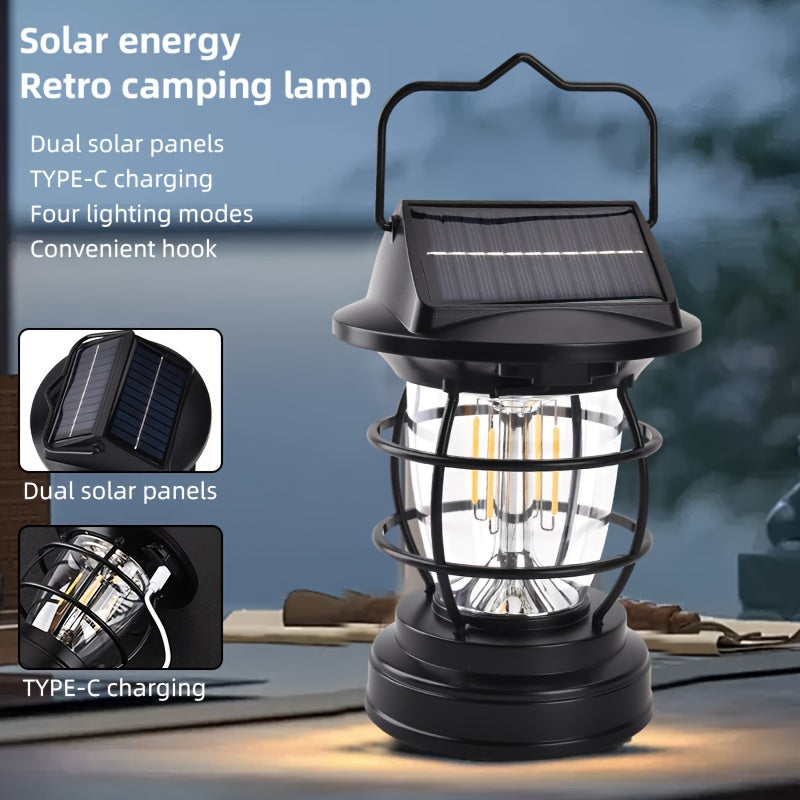 NoWire TrailGlow Solar LED Camping Lantern – Black