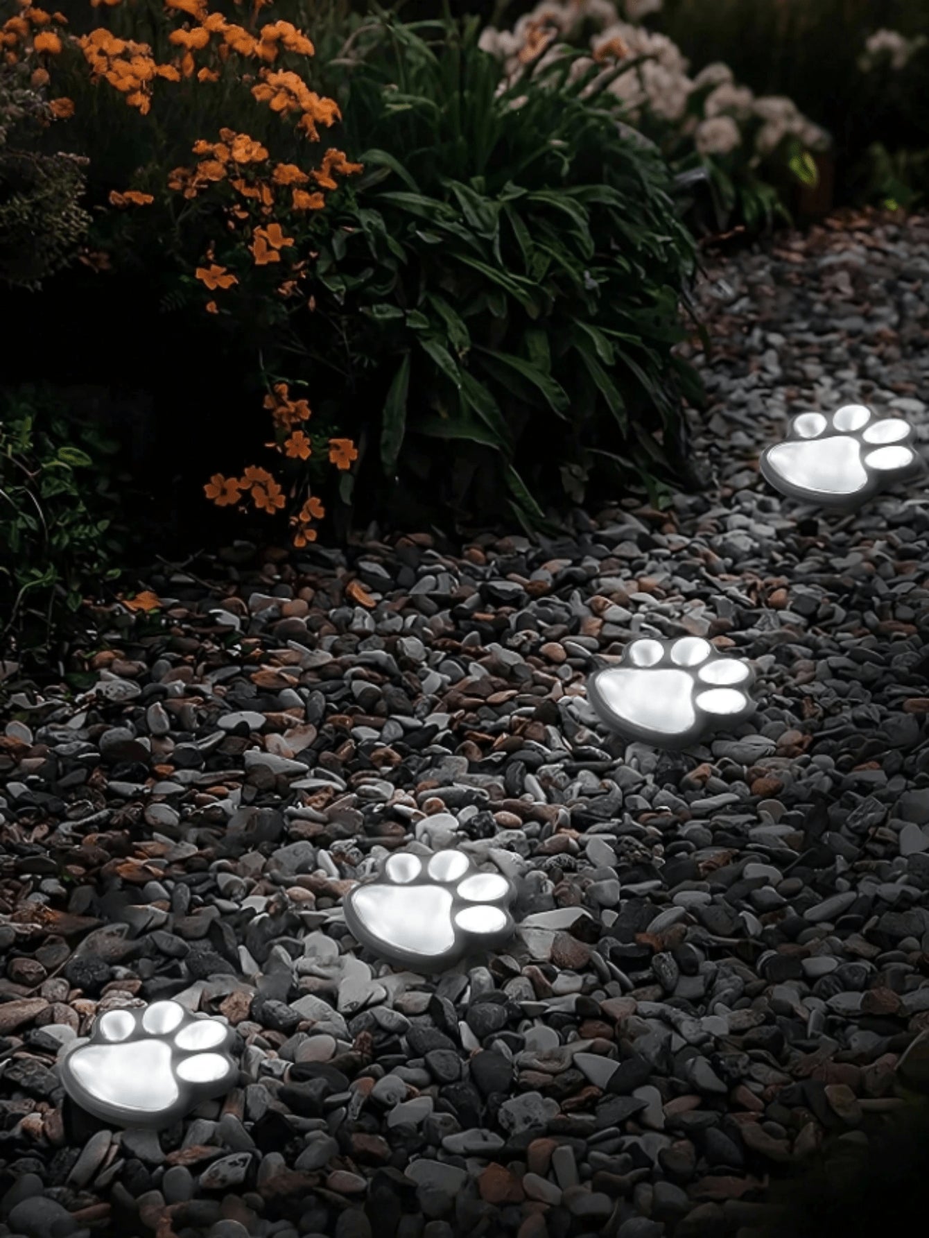 NoWire PawGlow Solar Dog Paw Pathway Lights – 4 Pack