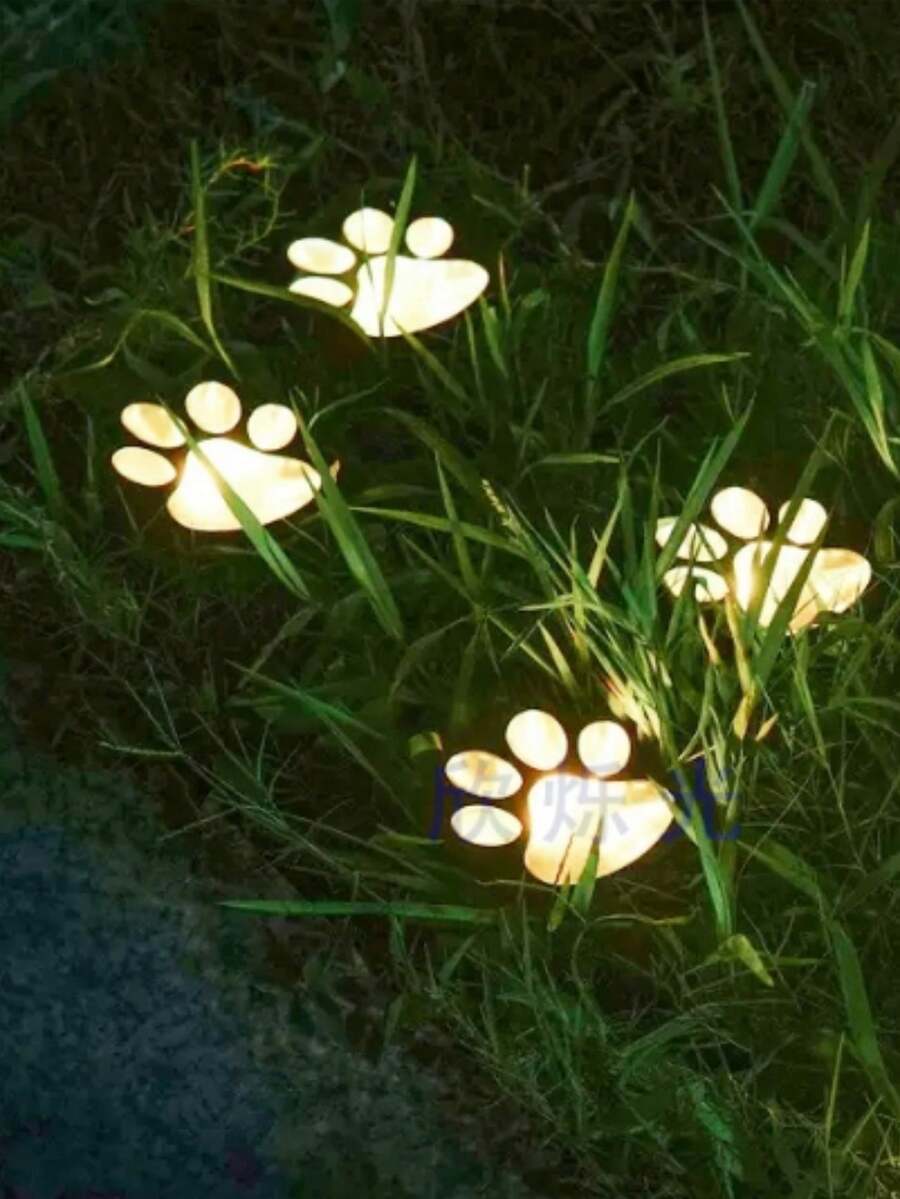 NoWire PawGlow Solar Dog Paw Pathway Lights – 4 Pack