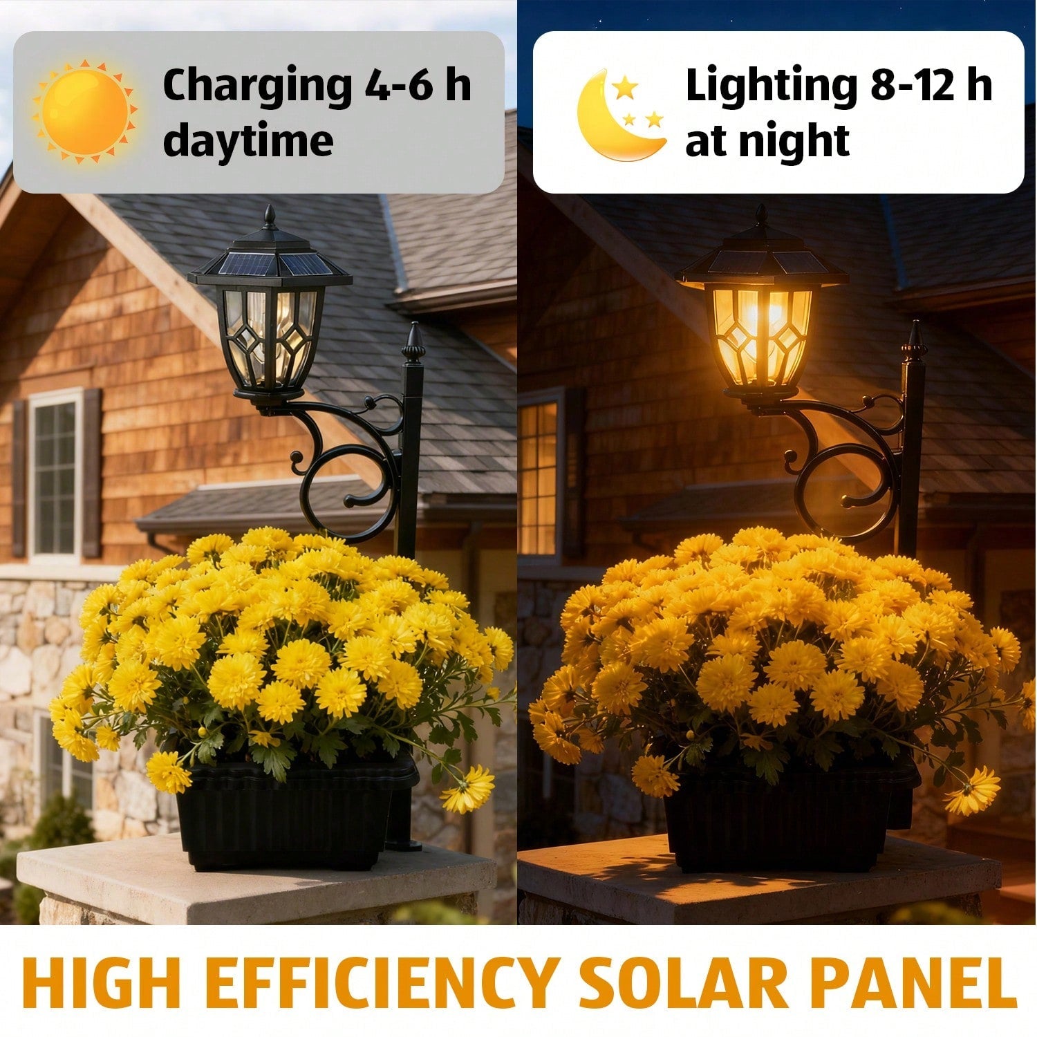 NoWire GardenGlow Solar Lamp Post with Planter