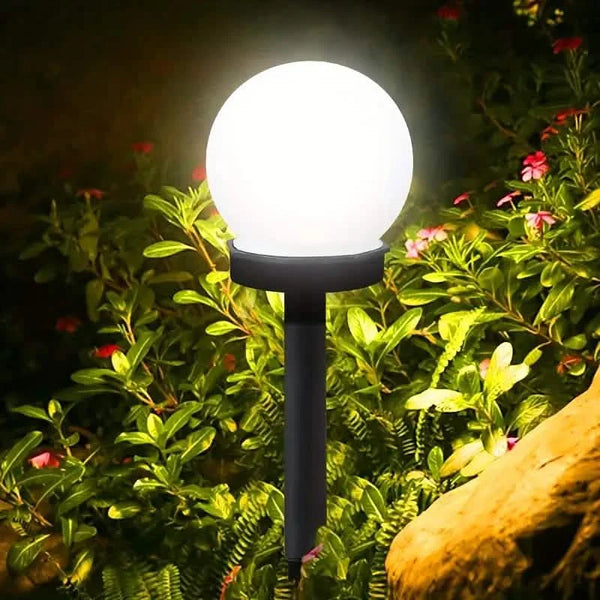 NoWire AuraSphere Frosted Globe Solar Lights – Elegant Landscape Stake (2-Pack)