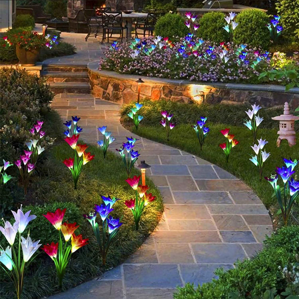 2-Pack Solar Lily Garden Lights for Outdoor Pathways, Patios & Flower Beds