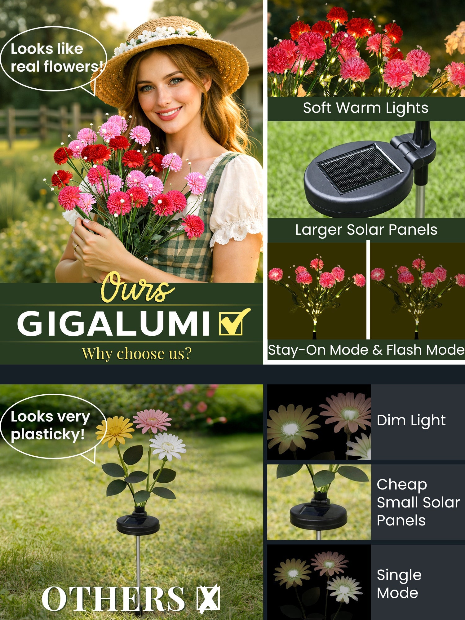 NoWire BloomGlow Solar Chrysanthemum Garden Lights – 3 Pack / 6 Pack