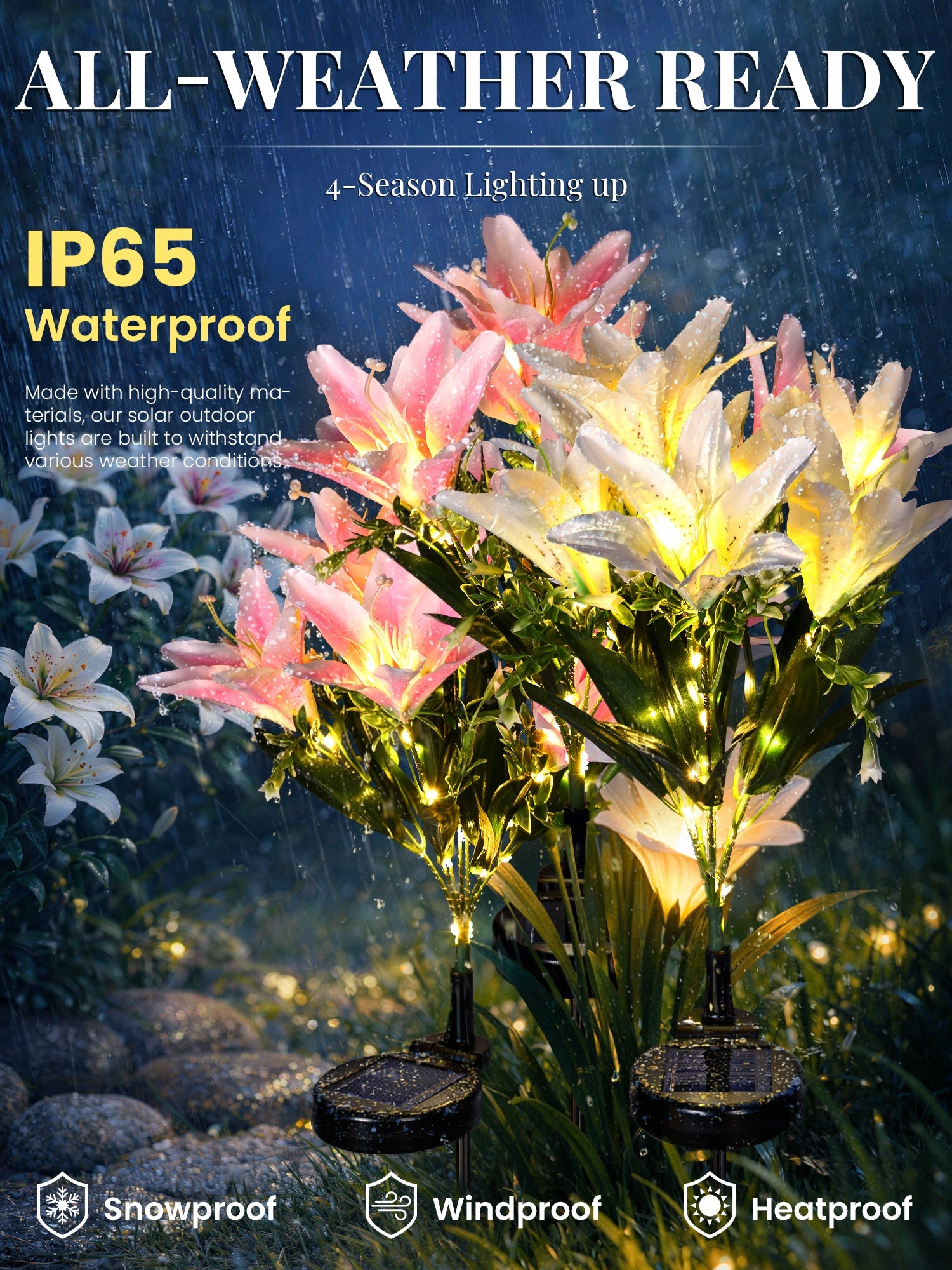 NoWire EverLily Solar Garden Flower Lights – 2 / 3 / 4 Pack