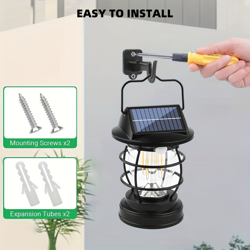 NoWire TrailGlow Solar LED Camping Lantern – Black