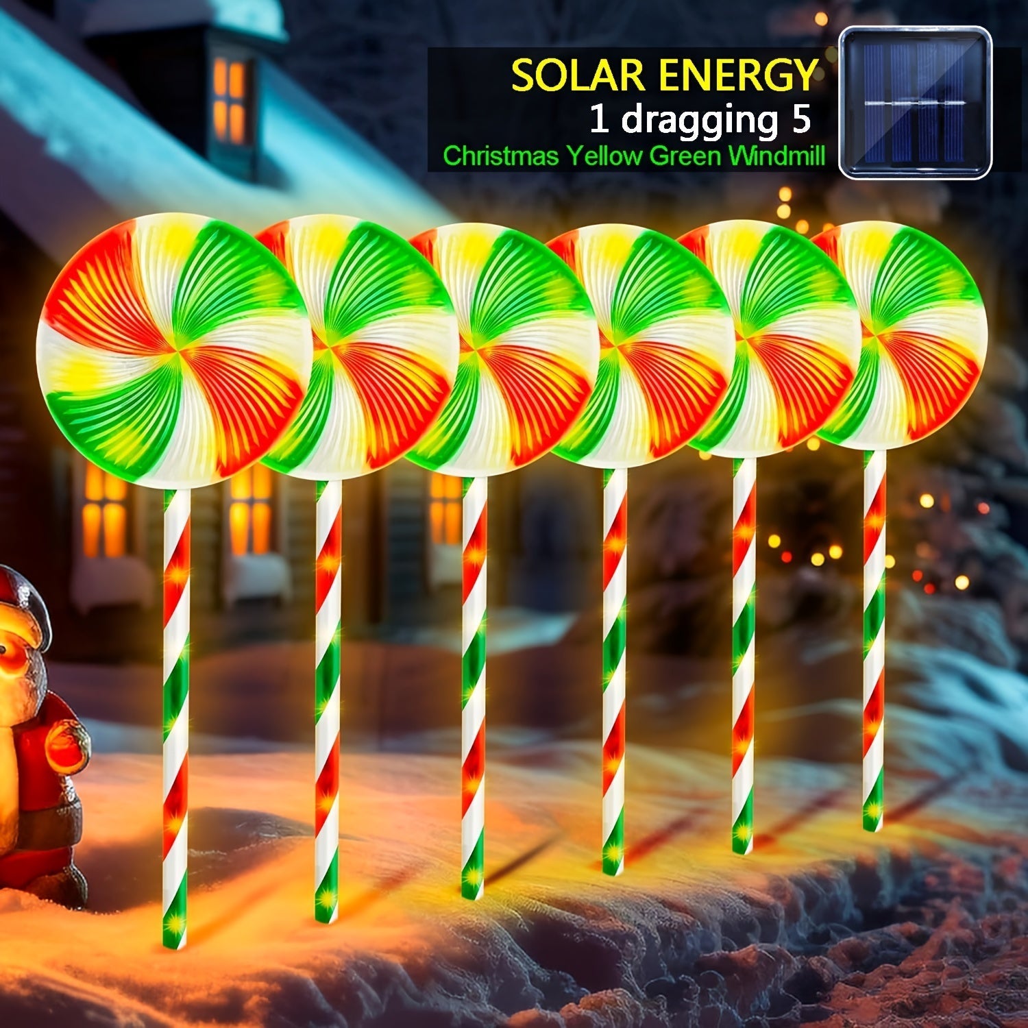 5-in-1 Solar-Powered Christmas Candy Cane Lights-2