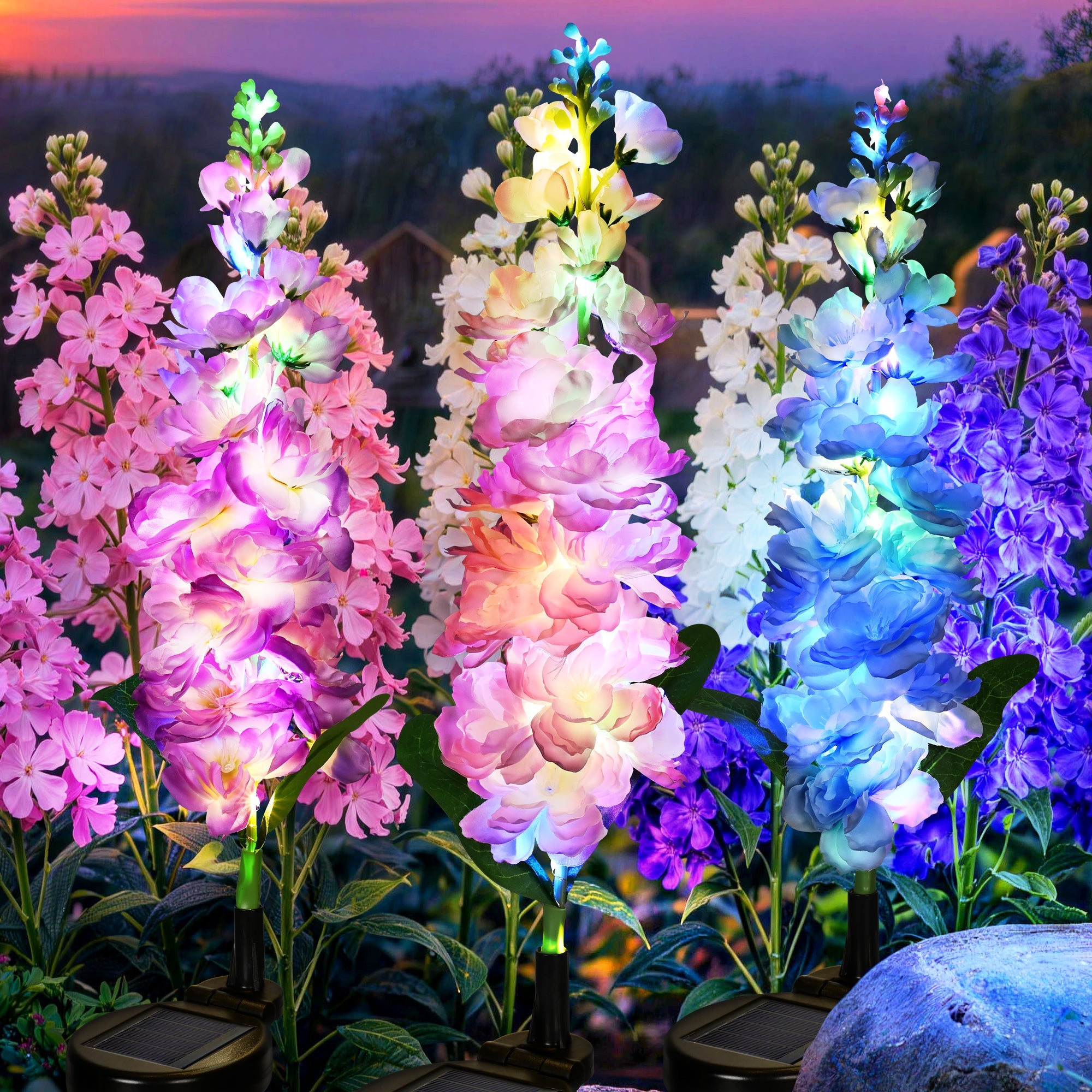 NoWire Delphina Solar Delphinium Garden Lights – 2 Pack / 3 Pack