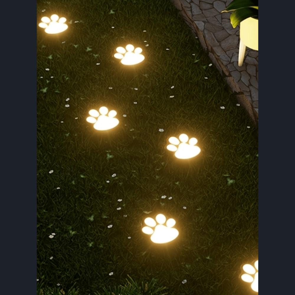 NoWire PawGlow Solar Dog Paw Pathway Lights – 4 Pack