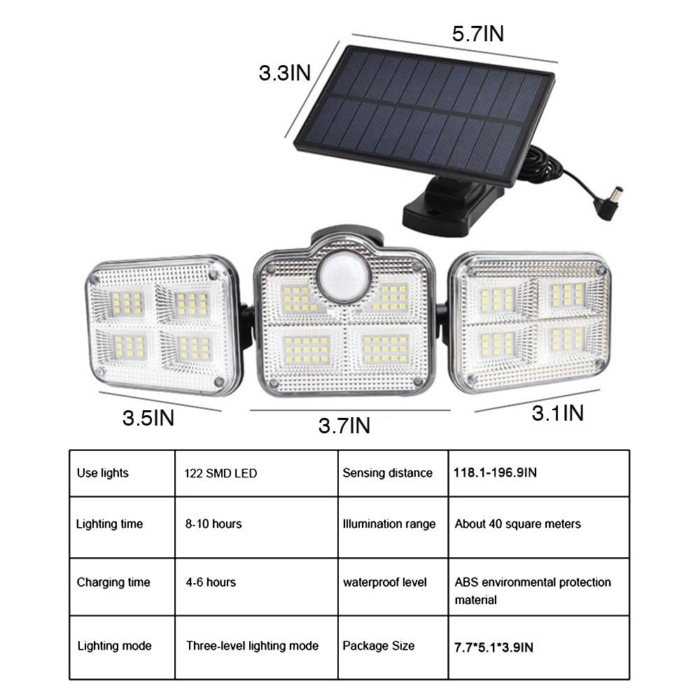 NoWire MotionGuard Solar Security Spotlight – 3 Head