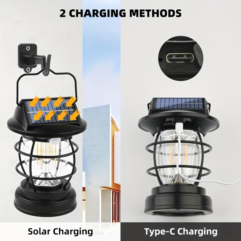 NoWire TrailGlow Solar LED Camping Lantern – Black