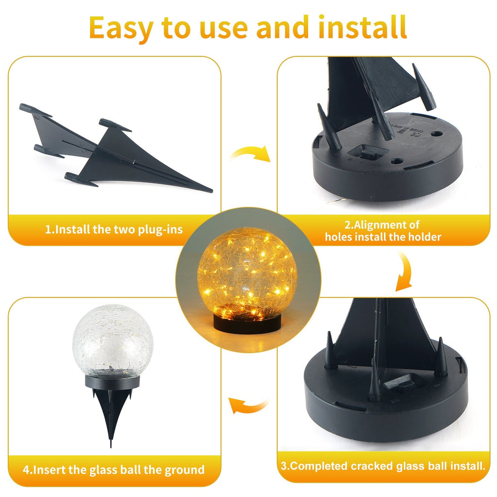 NoWire PrismGlow Solar Glass Globe Lights – 2 / 4 Pack