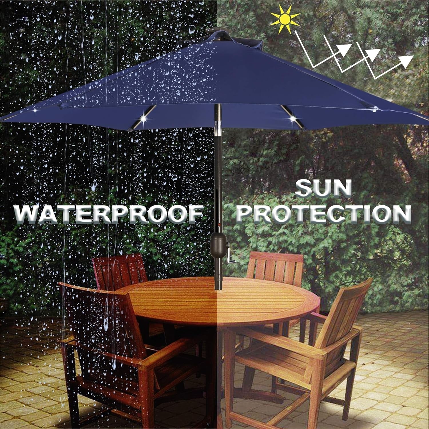 7 Point 5Ft Solar Umbrella With Integrated LED Lighting
