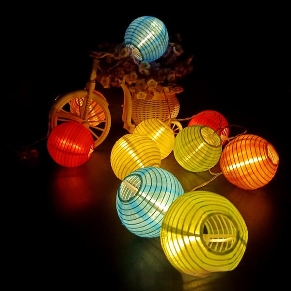 NoWire FestiGlow Solar Fabric Lantern String Lights – Waterproof Patio Novelty Accent