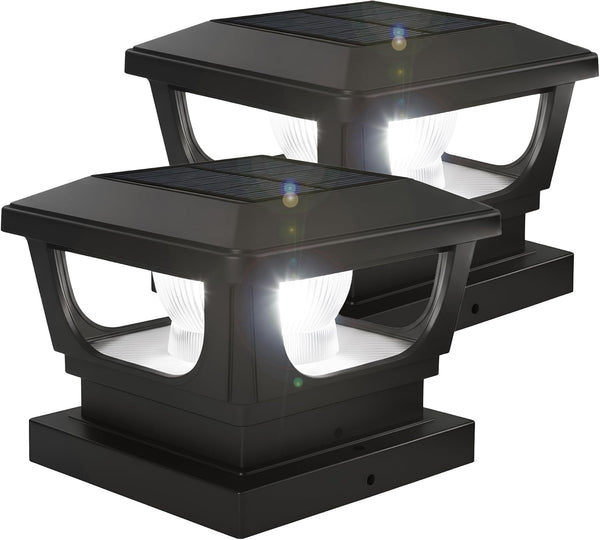 NoWire OmniGlow Solar Post Cap Lights – Waterproof Outdoor Accent Sconce