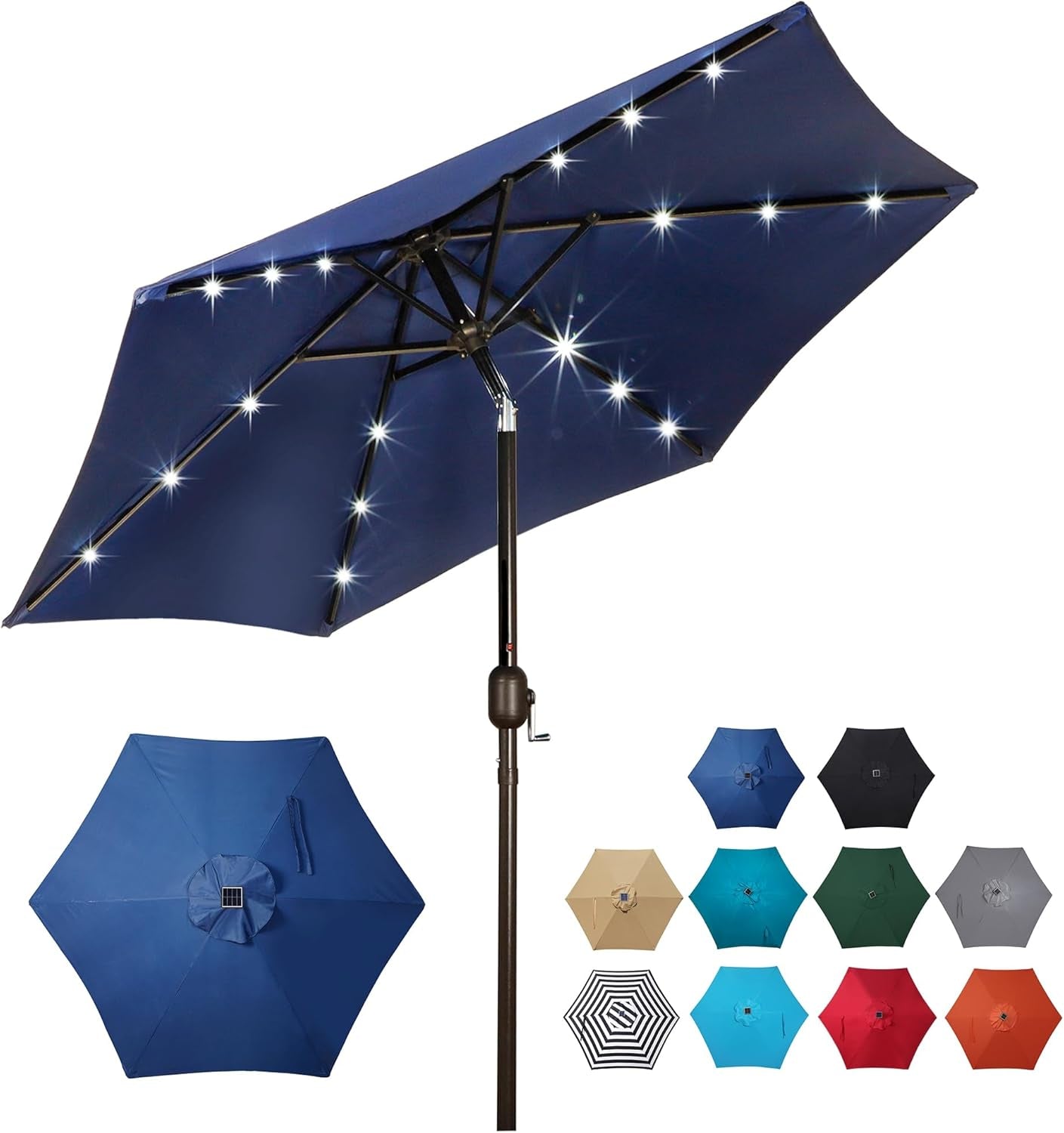 7 Point 5Ft Solar Umbrella With Integrated LED Lighting