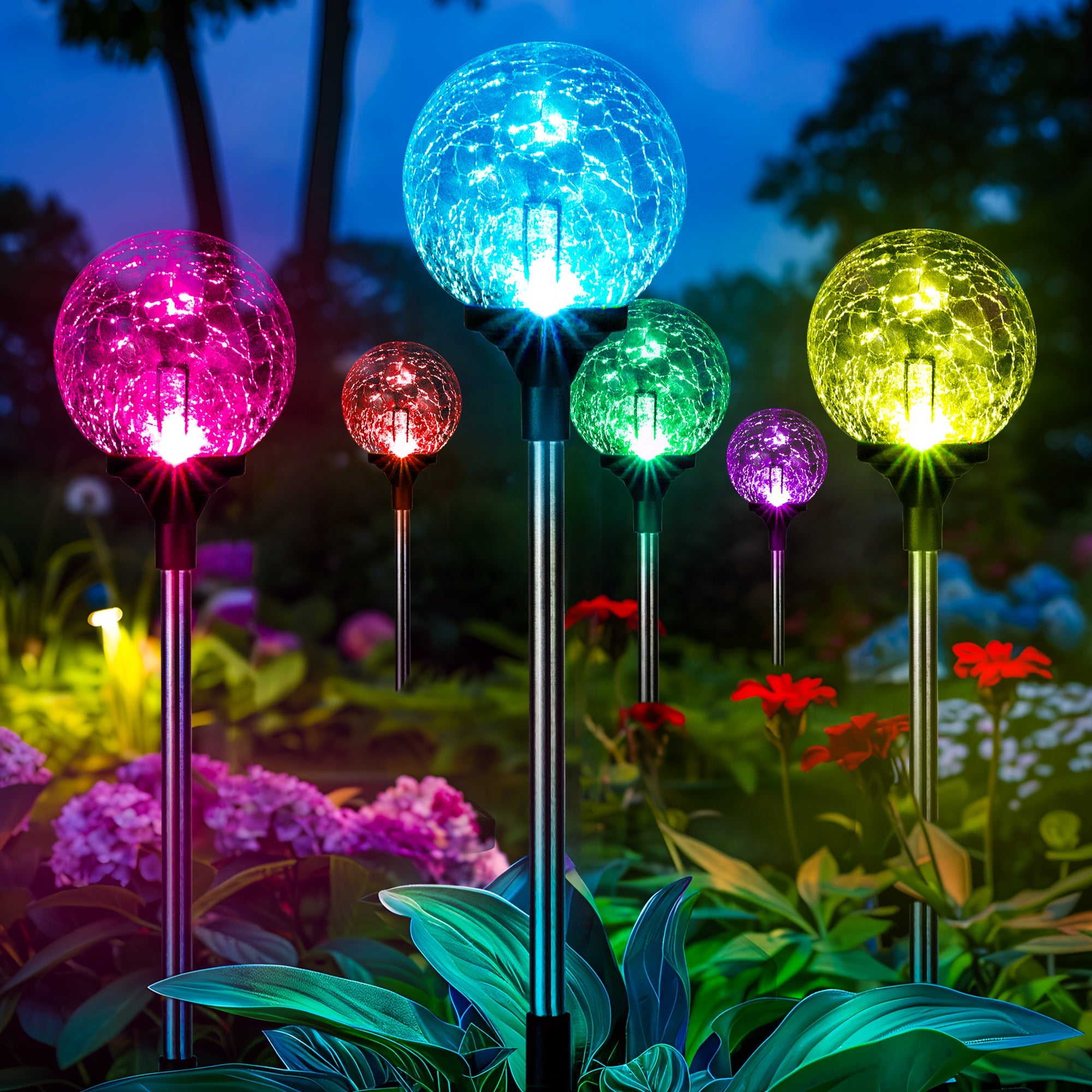 NoWire PrismGlow Solar Glass Garden Lights – 3 Pack / 6 Pack