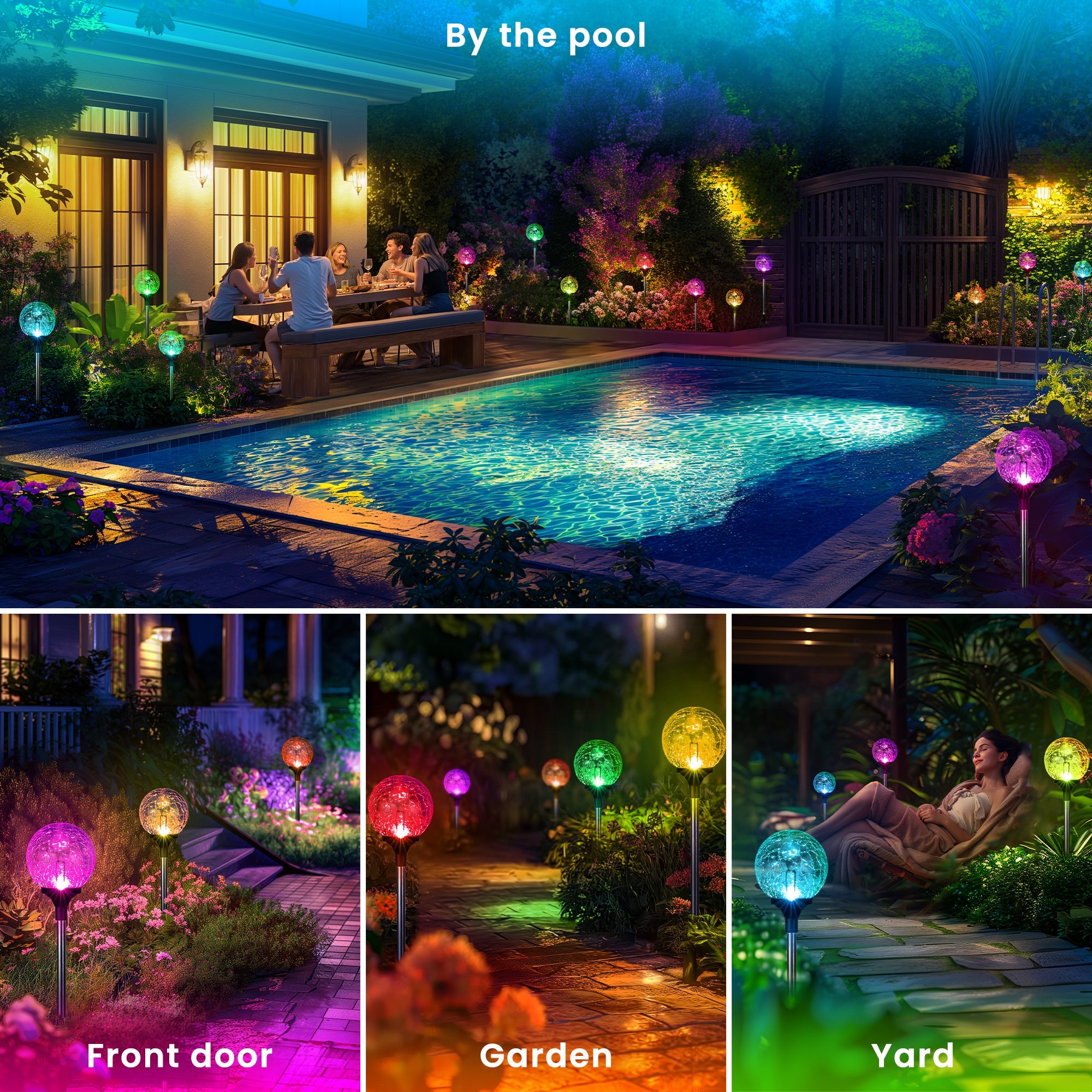 NoWire PrismGlow Solar Glass Garden Lights – 3 Pack / 6 Pack