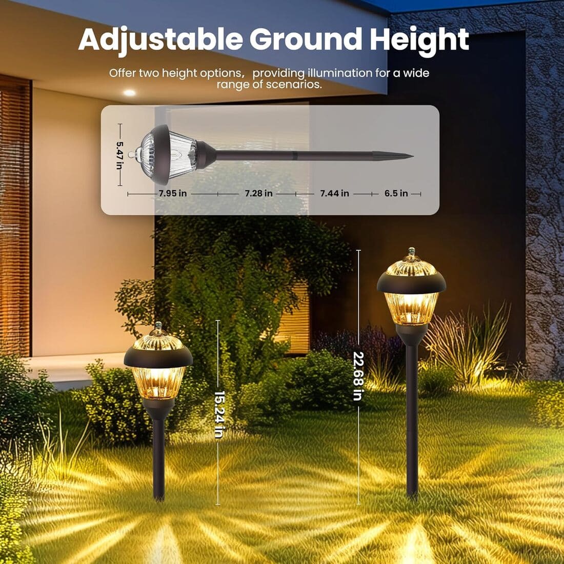 NoWire GildedPath Solar Metal & Glass Pathway Light