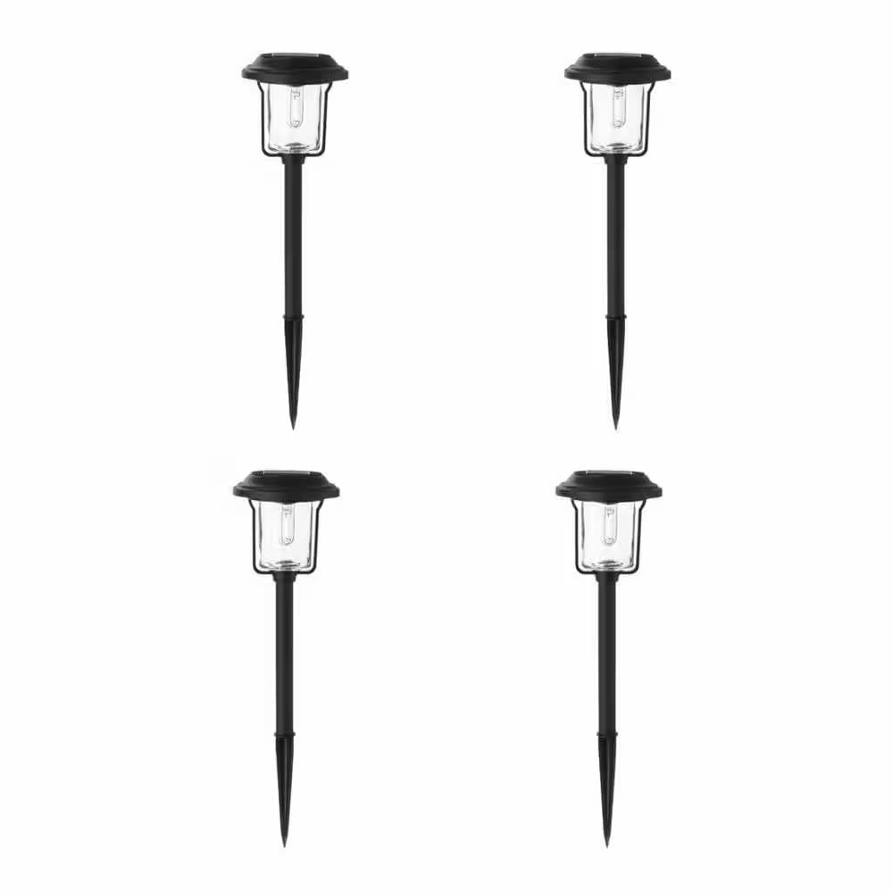 NoWire LumaPath Solar Glass Pathway Lights – 4 Pack
