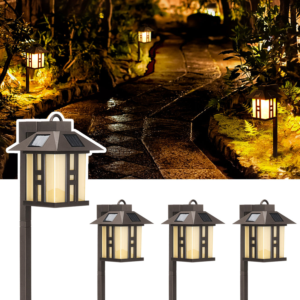 NoWire GardenLantern Solar Path Lights – 4 Pack