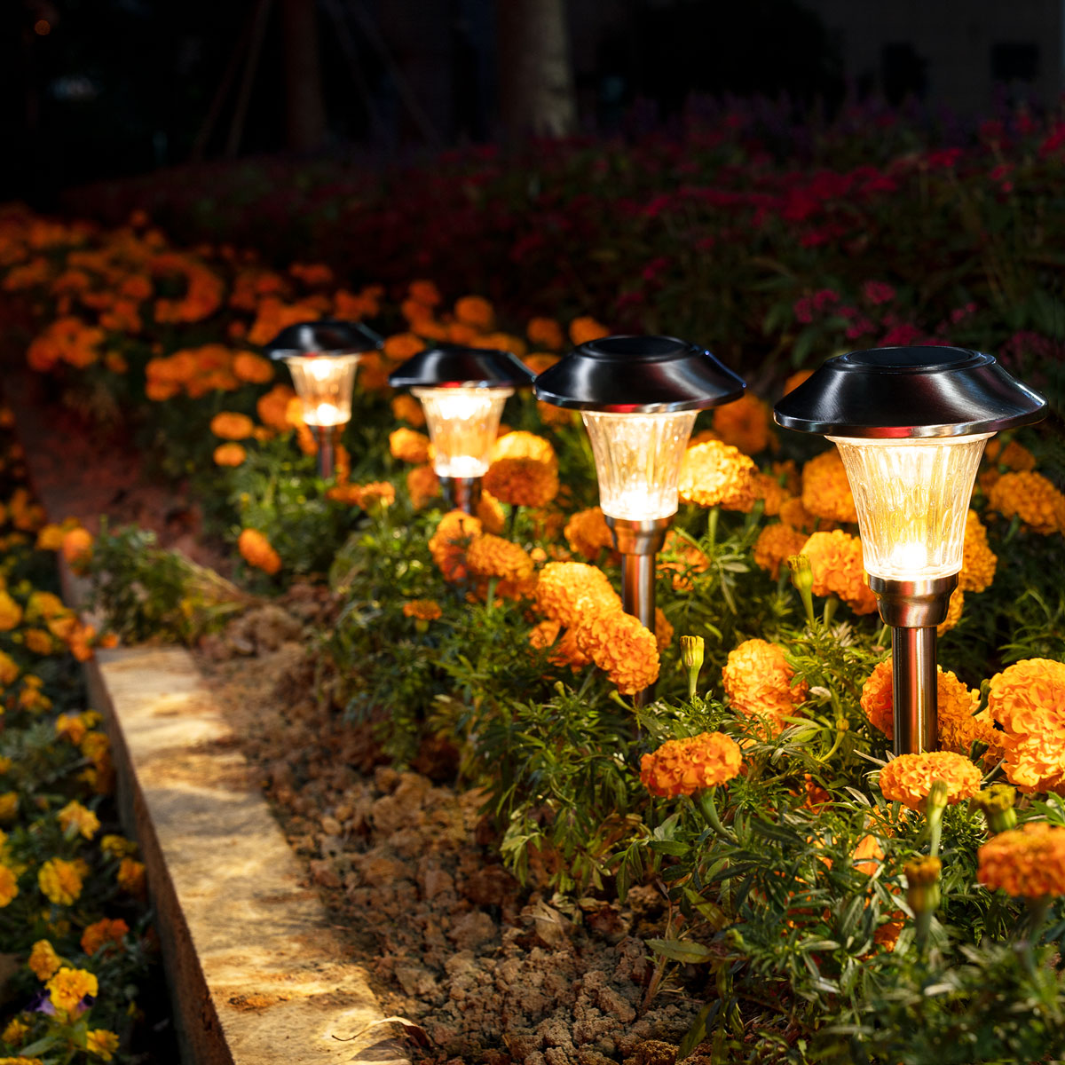 NoWire SteelGlow Solar Pathway Lights – 8 Pack