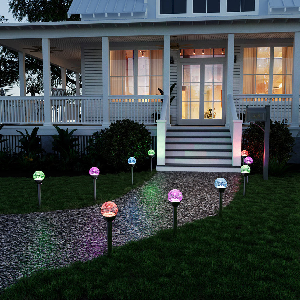 NoWire ColorGlow Solar Crackle Glass Ball Lights