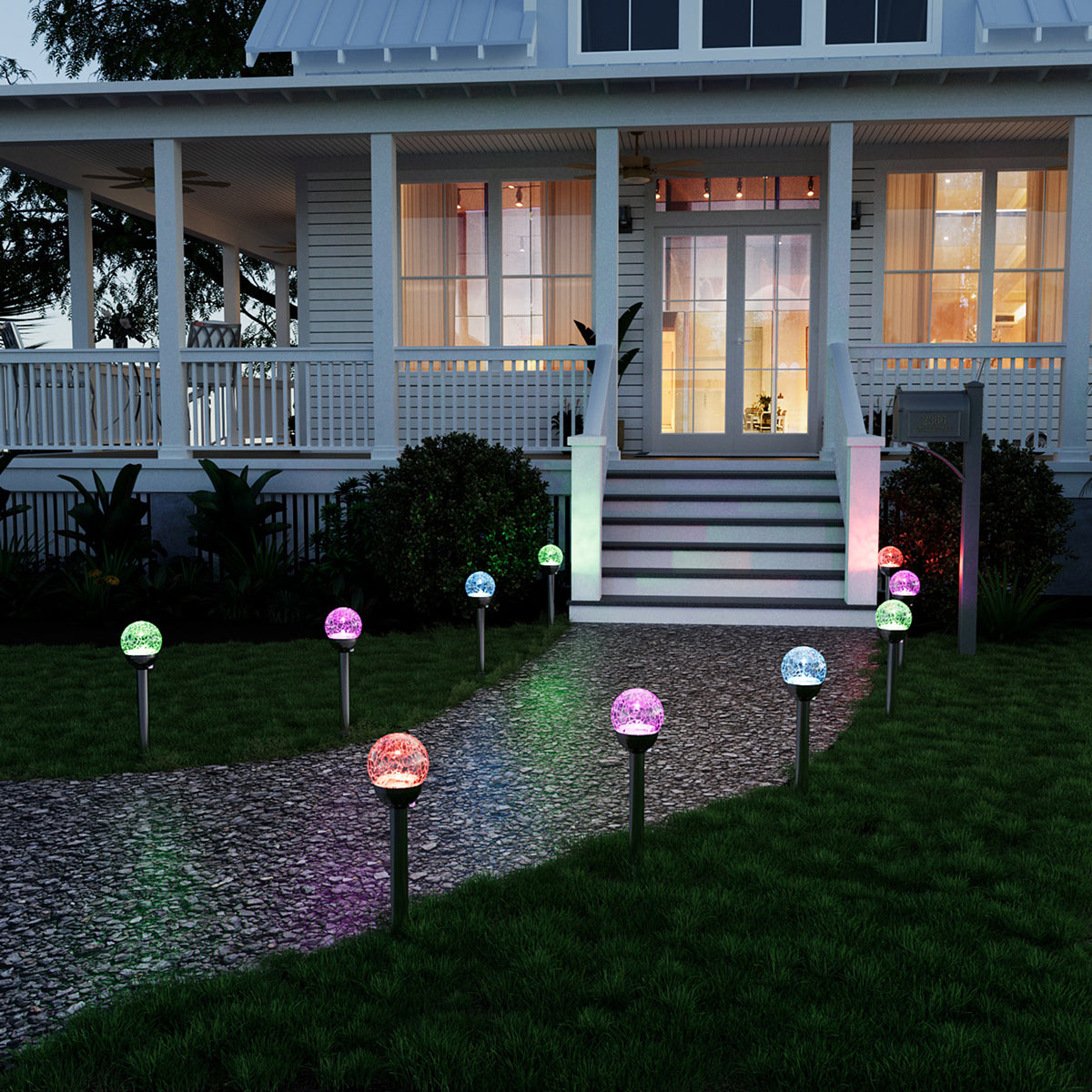 NoWire ColorGlow Solar Crackle Glass Ball Lights