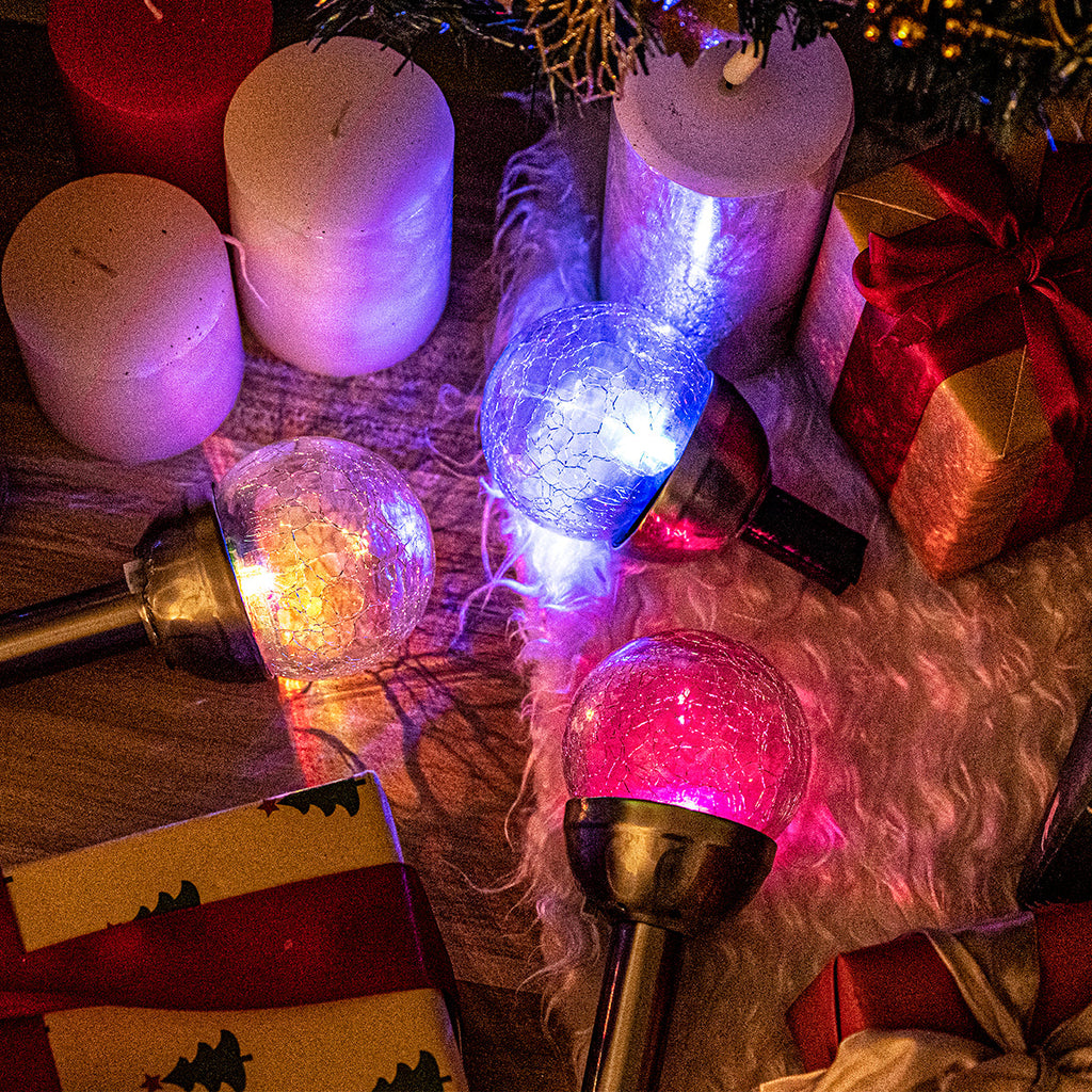 NoWire ColorGlow Solar Crackle Glass Ball Lights