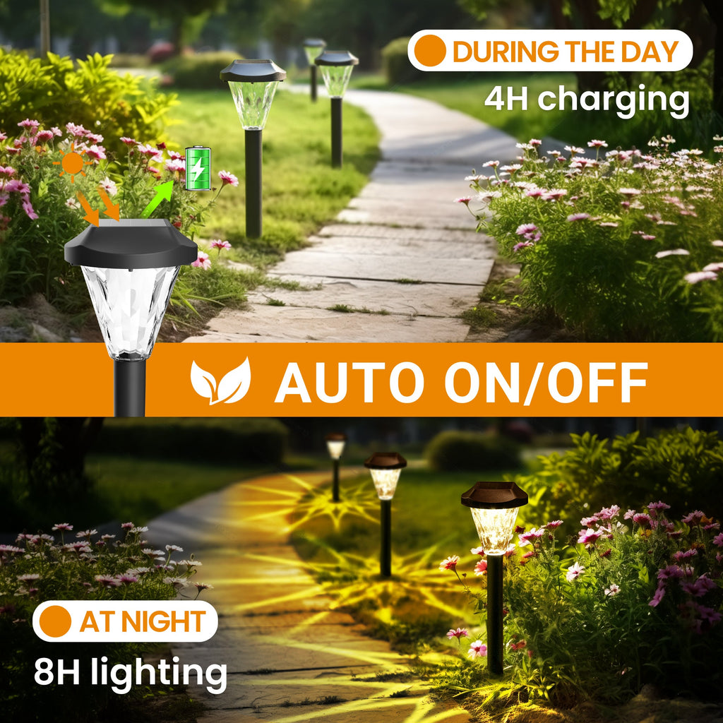 NoWire StarPath Solar Pathway Lights – 8 Pack