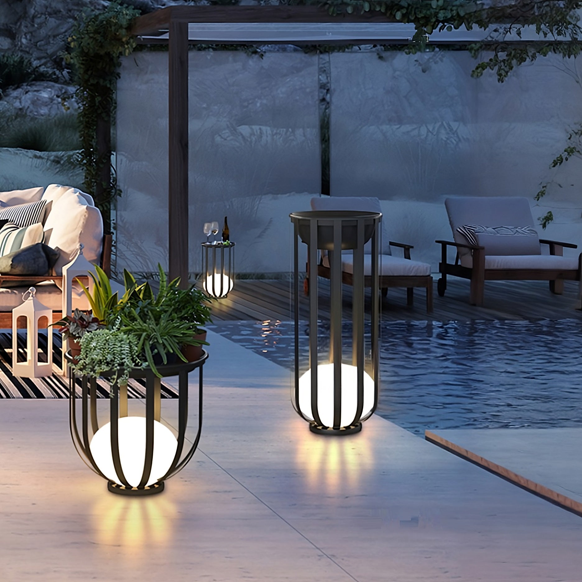 NoWire SolarGlow Outdoor LED Plant Stand