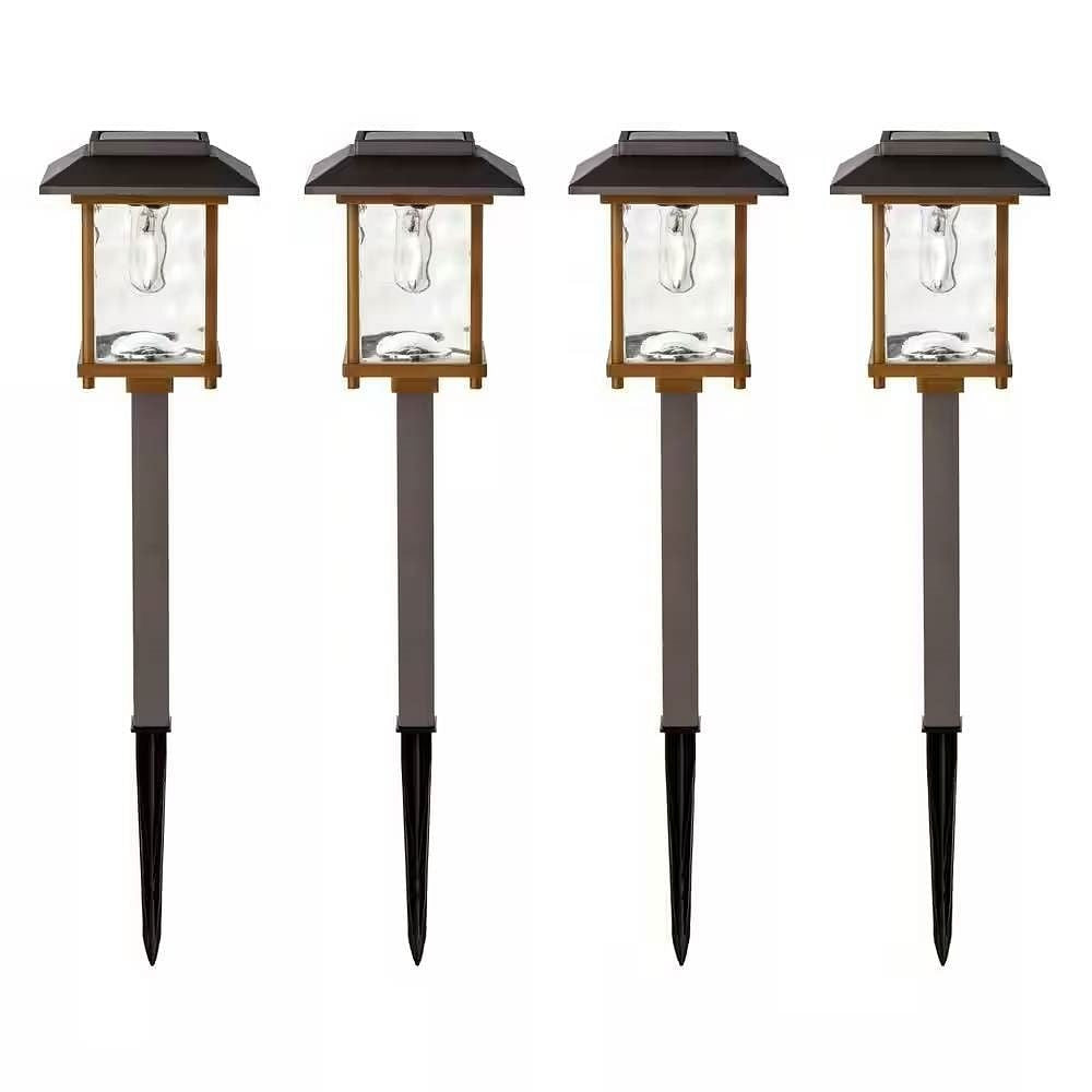 NoWire BronzeGlow Solar Pathway Lights – 4 Pack