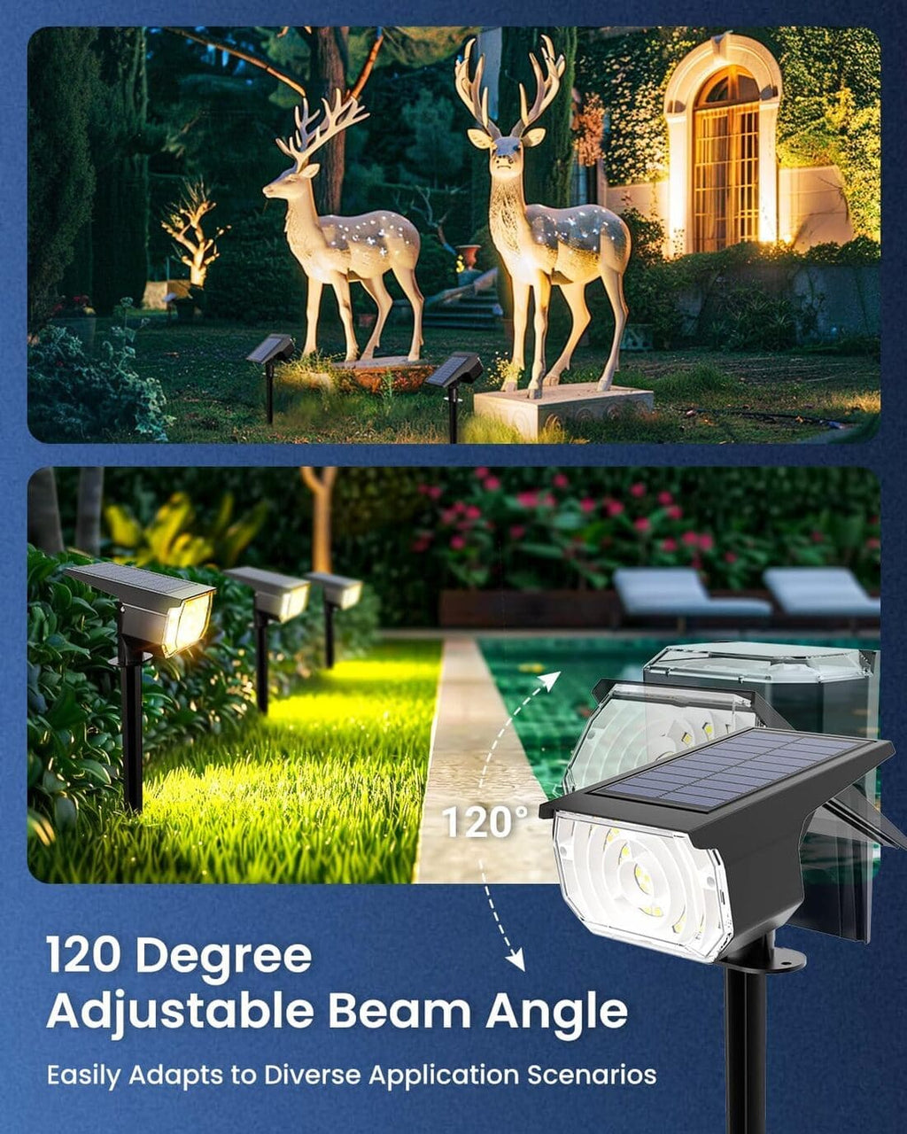 NoWire BeamPro Solar Landscape Spotlights – 2 Pack