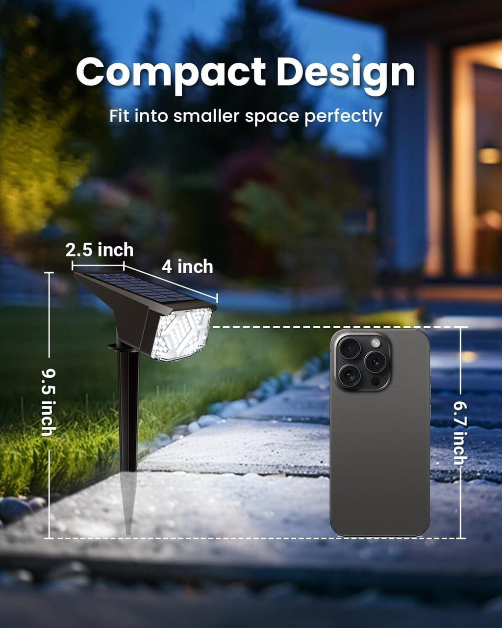 NoWire MiniBeam Solar Spotlights – 400 Lumens – 6 Pack