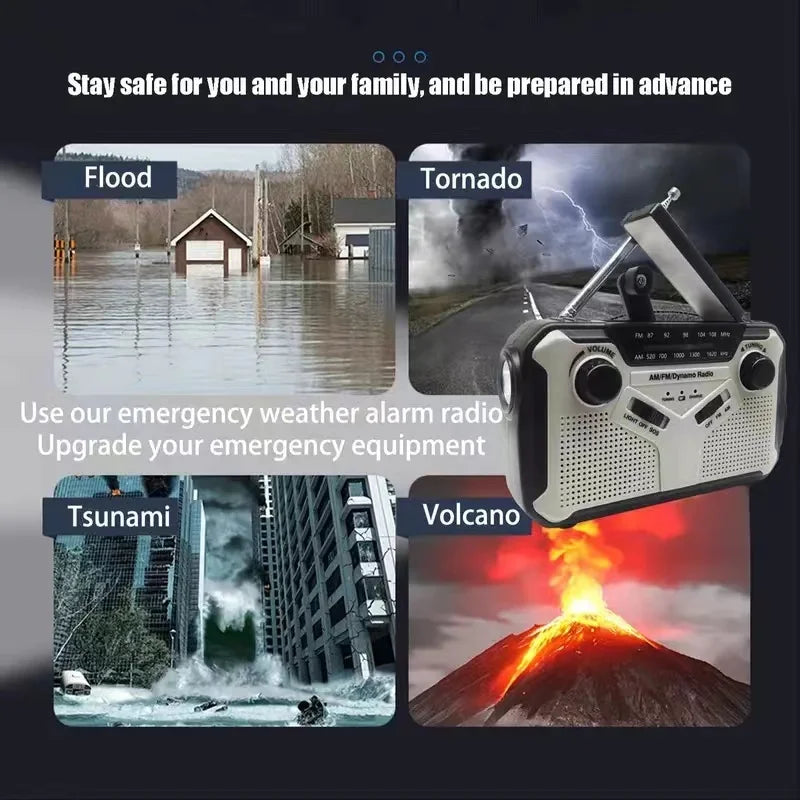 NoWire Solar Emergency Radio 4000mAh – Grey