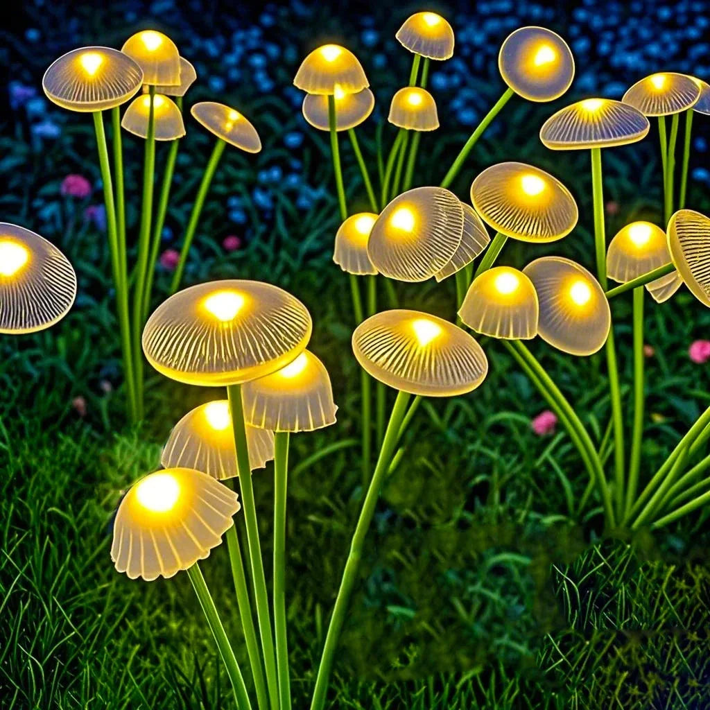 NoWire ShroomGlow Decorative Solar Stakes – Whimsical Garden Accent Set