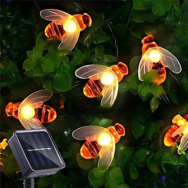 NoWire HoneyBee Solar String Lights – Waterproof Patio Novelty Accent