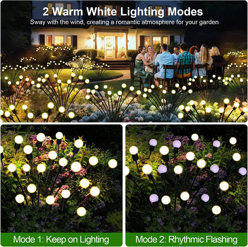 12Pack Solar LED Starburst Firefly Lights – IP66 Waterproof Garden & Lawn Decoration