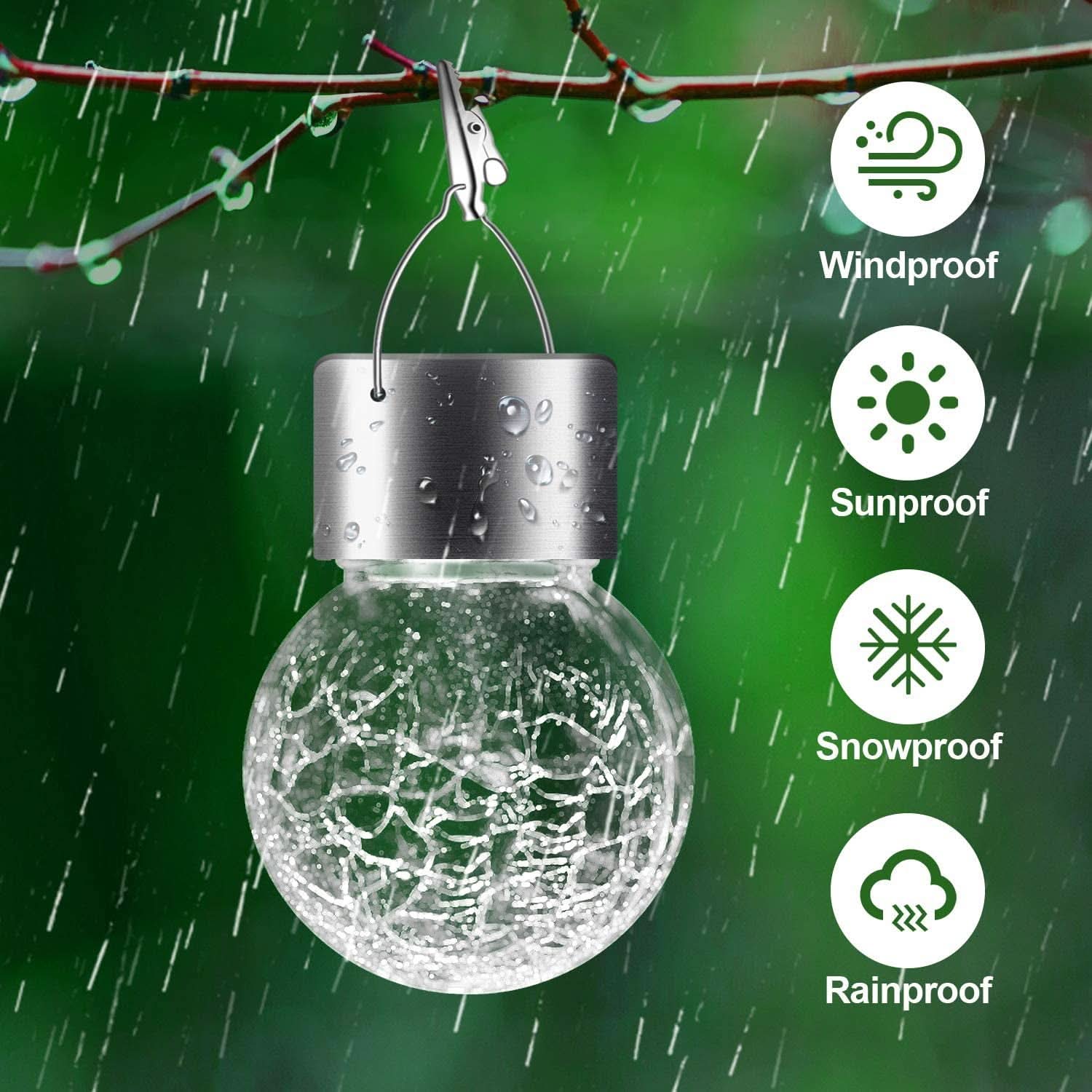NoWire Hanging Globe Lights Waterproof Cold White 24 Pack
