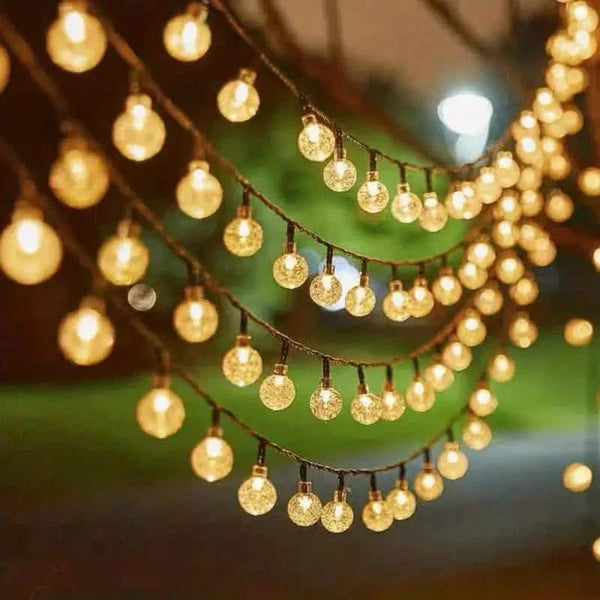 OrbGlow Solar String Lights – Waterproof Crystal Globe Patio Light