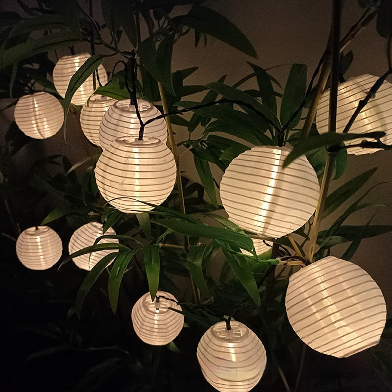 NoWire FestiGlow Solar Fabric Lantern String Lights – Waterproof Patio Novelty Accent