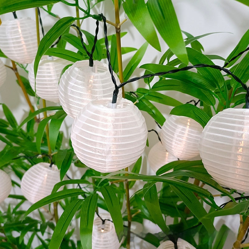 NoWire FestiGlow Solar Fabric Lantern String Lights – Waterproof Patio Novelty Accent
