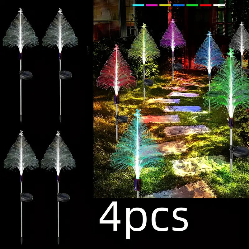 NoWire SolarGlow Color-Changing Christmas Tree Lights – 4 Pack