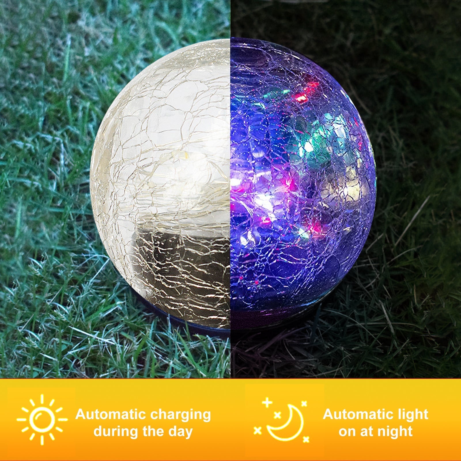 NoWire PrismGlow Solar Glass Globe Lights – 2 / 4 Pack