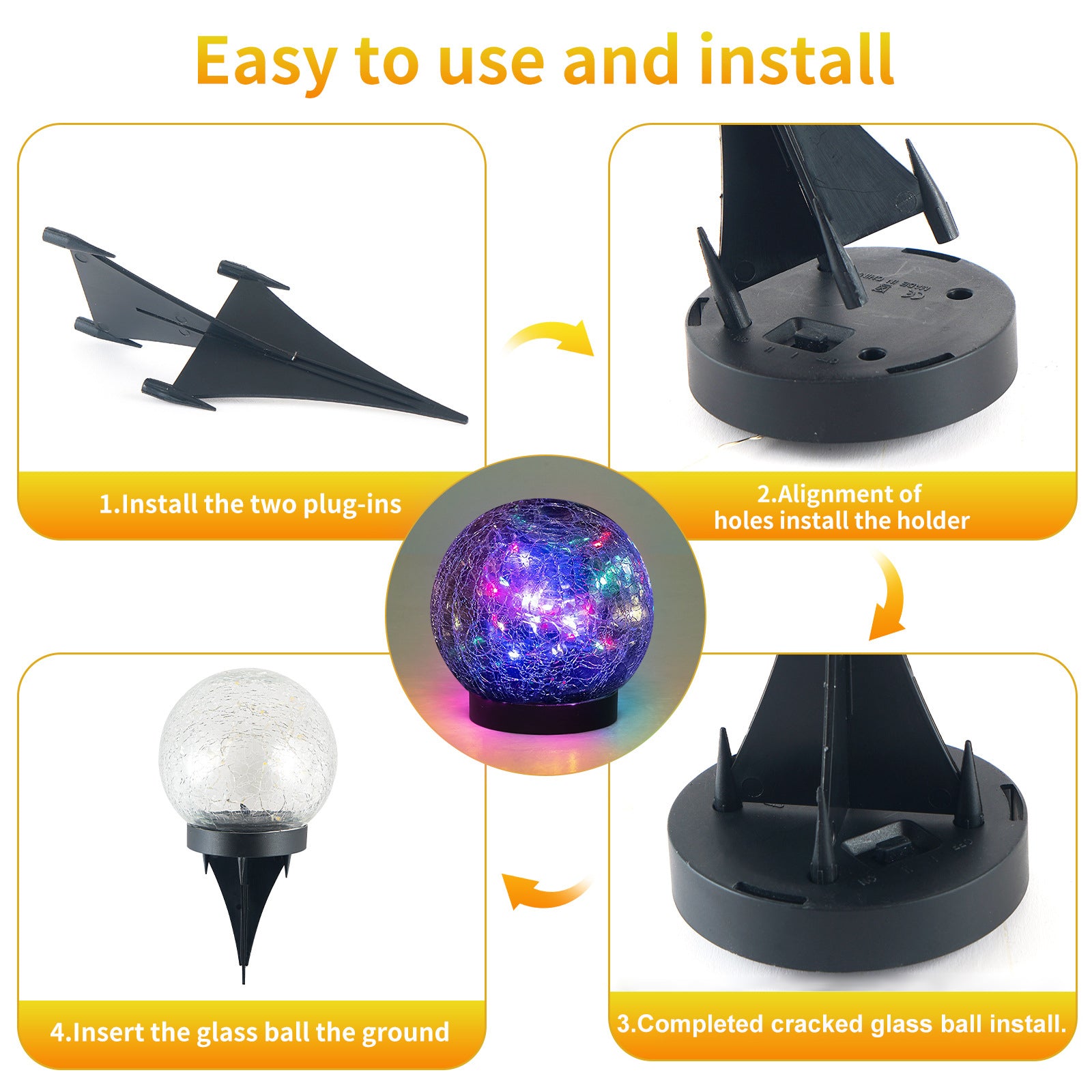 NoWire PrismGlow Solar Glass Globe Lights – 2 / 4 Pack
