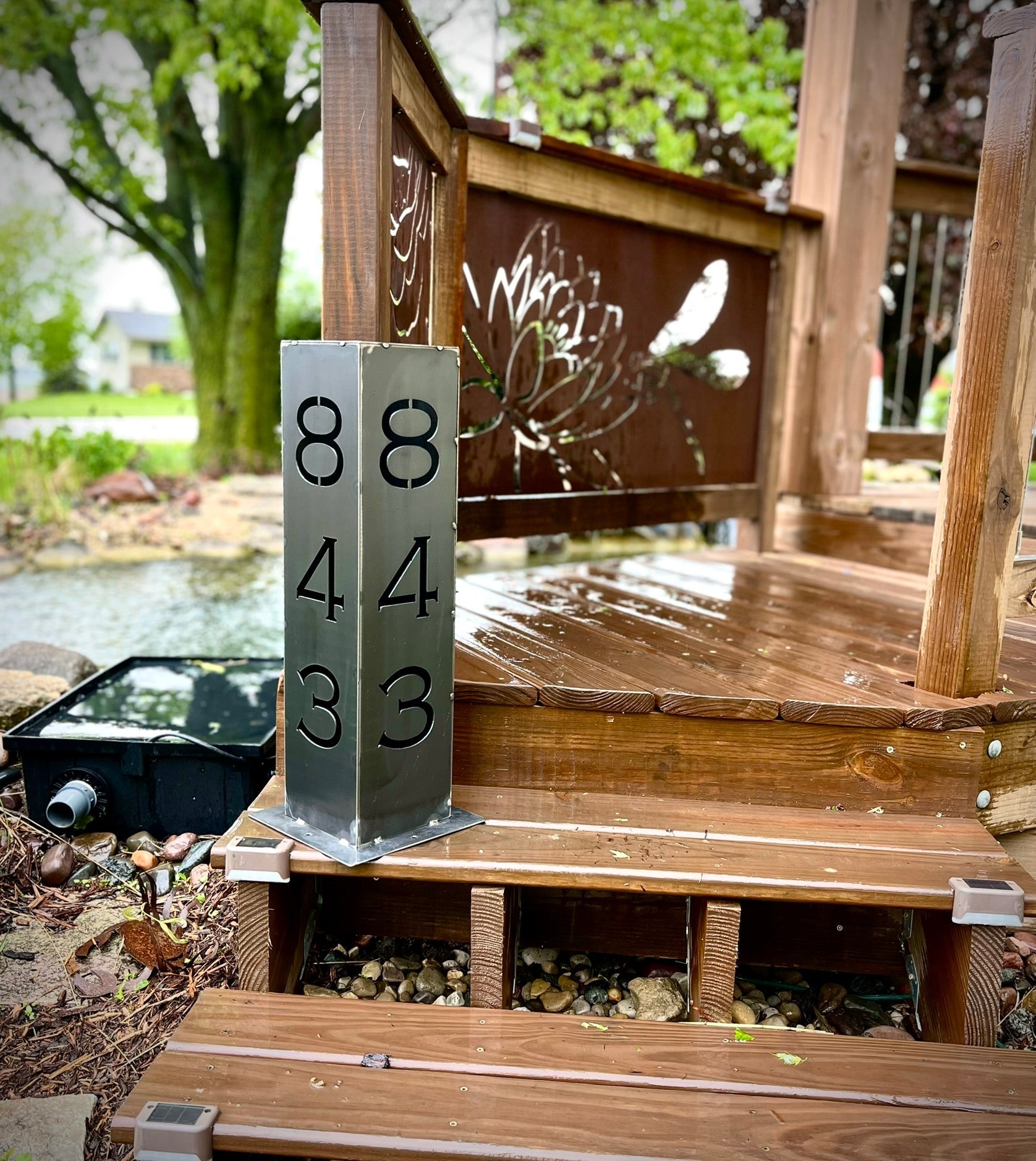 Steel Solar Address Light for Porch, Driveway & Entryway