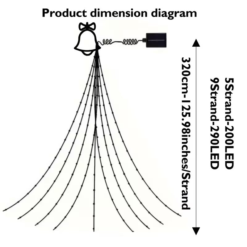 NoWire Solar Waterfall Christmas Tree Lights