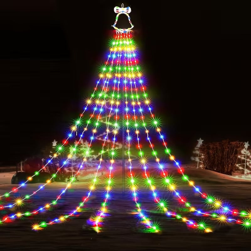 NoWire Solar Waterfall Christmas Tree Lights