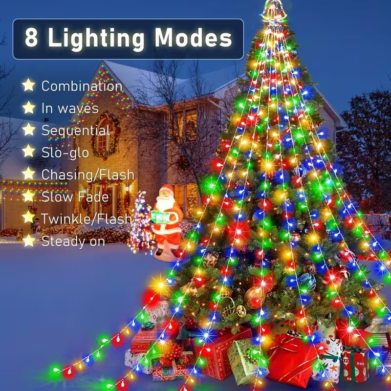 NoWire Solar Waterfall Christmas Tree Lights