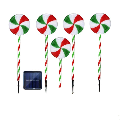 5-in-1 Solar-Powered Christmas Candy Cane Lights-0