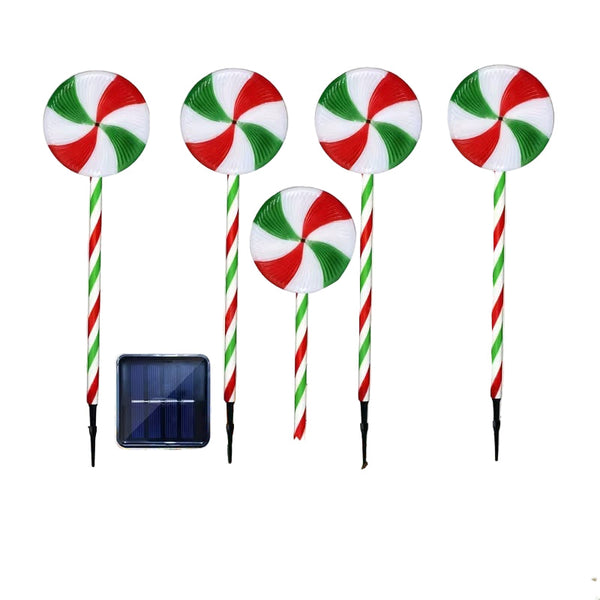 5-in-1 Solar-Powered Christmas Candy Cane Lights-0